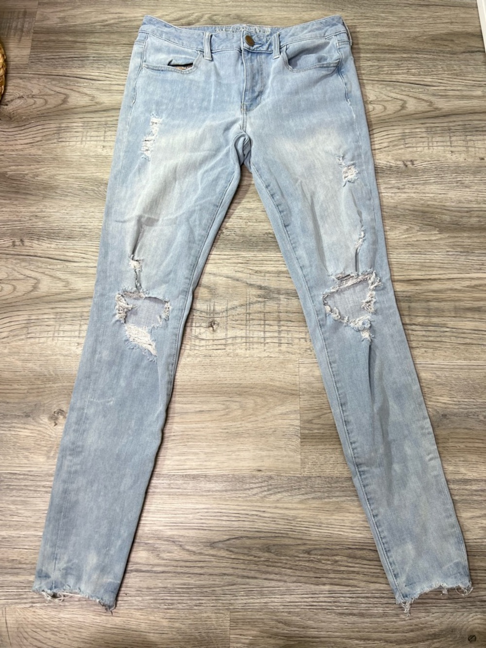 American Eagle Super Super Stretch X4 Distressed Jegging size 12 X-LONG